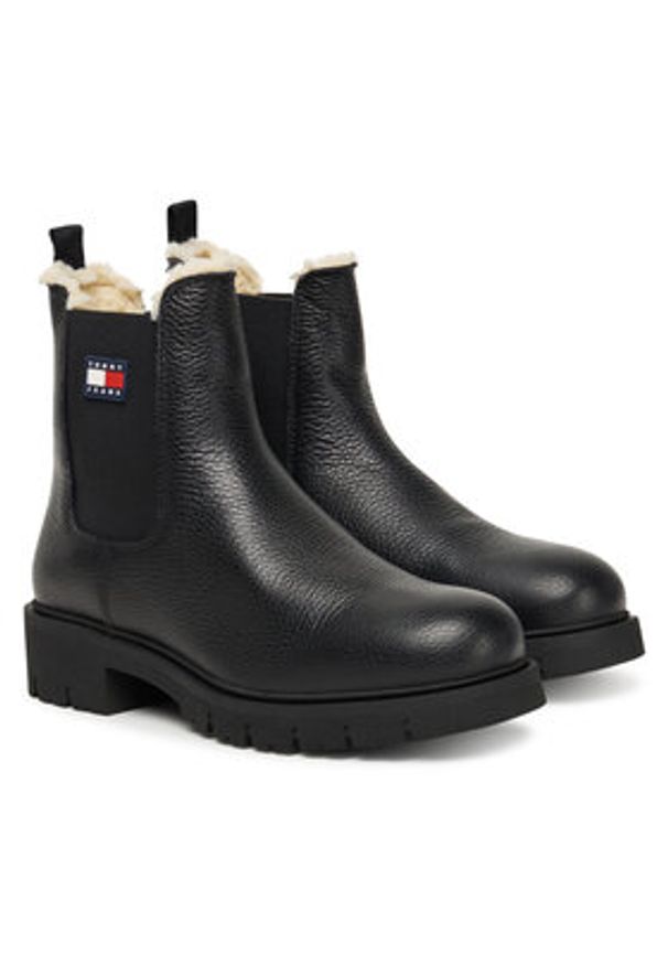 Tommy Jeans Sztyblety Tjw Chelsea Boot Wl EN0EN02826 Czarny. Kolor: czarny. Materiał: skóra