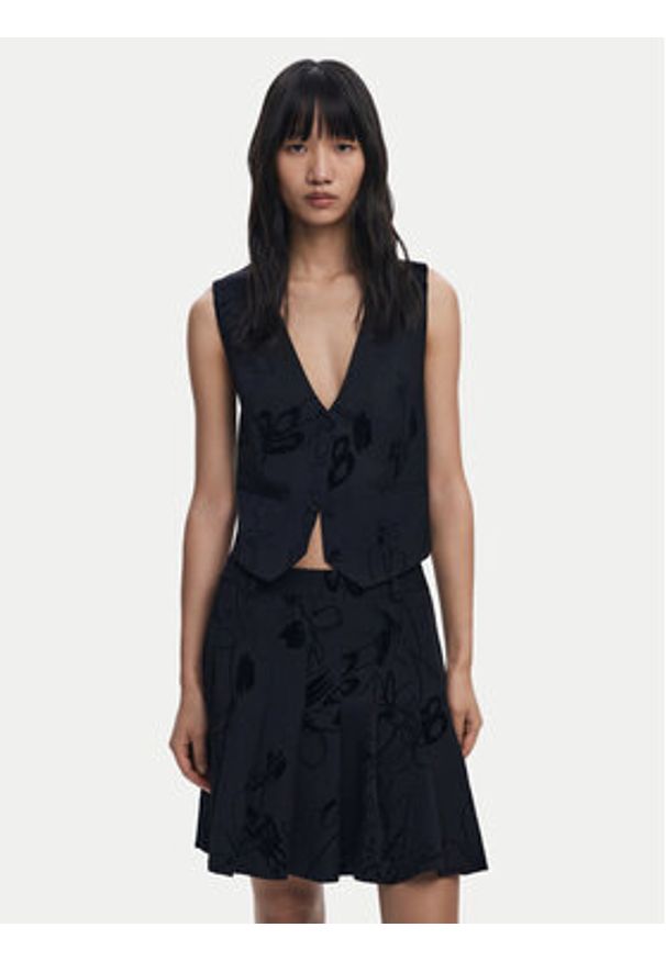 Desigual Spódnica mini Flock 25WWFW10 Czarny Regular Fit. Kolor: czarny. Materiał: syntetyk