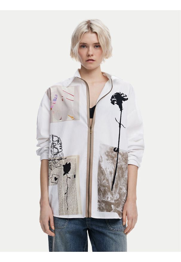 Desigual Koszula Recortes 25SWCW23 Biały Relaxed Fit. Kolor: biały. Materiał: bawełna
