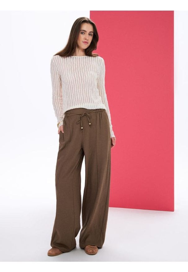 Sinsay - Spodnie palazzo z domieszką wiskozy - zielony. Kolor: zielony