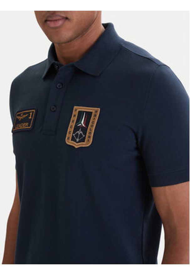 Aeronautica Militare Polo 261PO1927UP00191 Granatowy Regular Fit. Typ kołnierza: polo. Kolor: niebieski. Materiał: bawełna