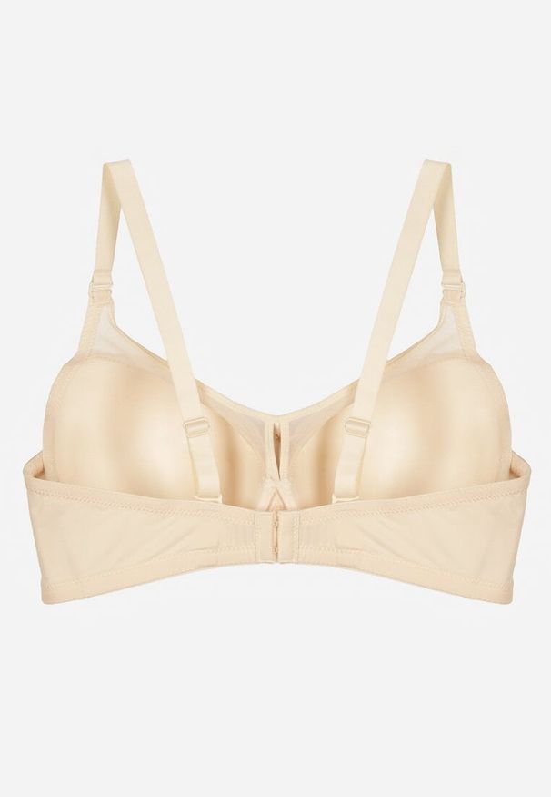 Born2be - Beżowy Biustonosz z Koronką i Transparentną Wstawką Heliphine. Kolor: beżowy. Materiał: koronka. Wzór: koronka