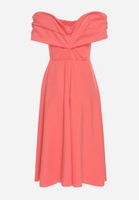 Born2be - Pomarańczowa Rozkloszowana Sukienka z Odsłoniętymi Ramionami i Drapowaniem Odilene. Okazja: na imprezę. Kolor: pomarańczowy. Sezon: lato. Typ sukienki: z odkrytymi ramionami. Styl: elegancki #5