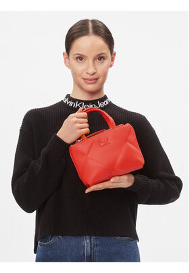 Calvin Klein Torebka Re-Lock Quilt Tote Mini K60K611340 Pomarańczowy. Kolor: pomarańczowy. Materiał: skórzane