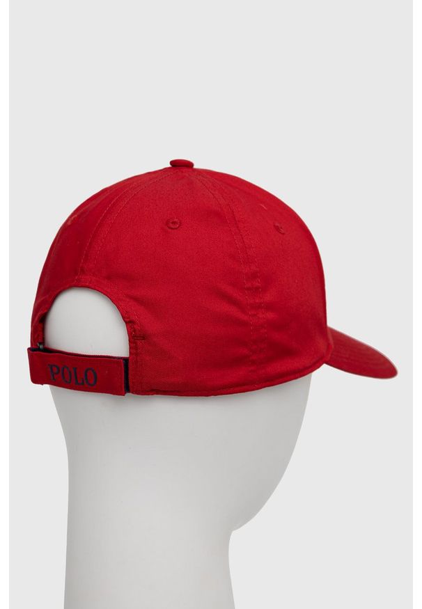 Polo Ralph Lauren - Czapka. Kolor: czerwony. Materiał: poliester