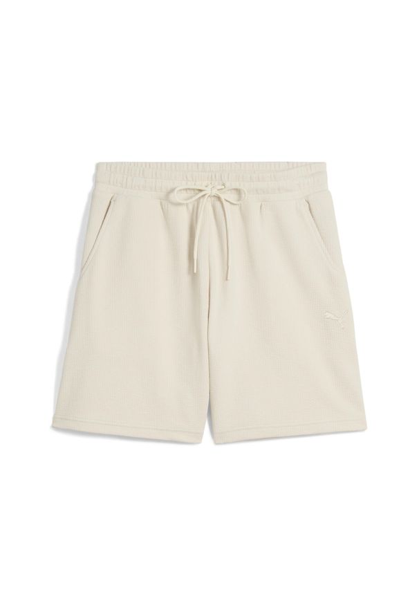 Puma - Damskie szorty HER 5" z wysokim stanem PUMA Alpine Snow White. Stan: podwyższony. Kolor: biały, beżowy, wielokolorowy. Długość: krótkie