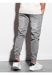 Ombre Clothing - Spodnie męskie jeansowe joggery - szare P933 - M. Okazja: na co dzień. Kolor: szary. Materiał: jeans. Wzór: gładki. Styl: casual #2