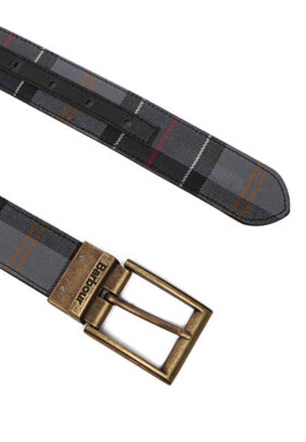 Barbour Pasek Męski Tartan MAC0364BK11 Czarny. Kolor: czarny. Materiał: skóra