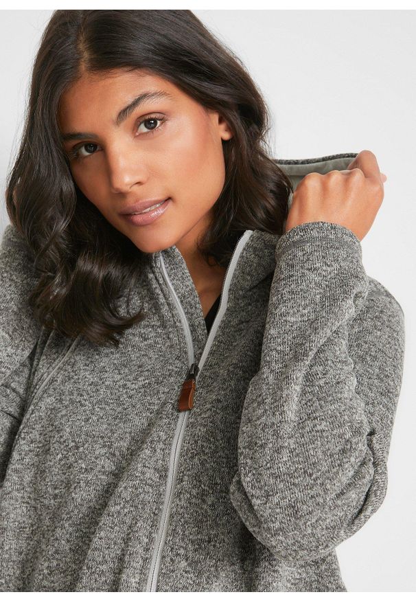 bonprix - Bluza rozpinana z polaru, ciążowa, z wstawką na nosidełko. Kolekcja: moda ciążowa. Kolor: szary. Materiał: polar