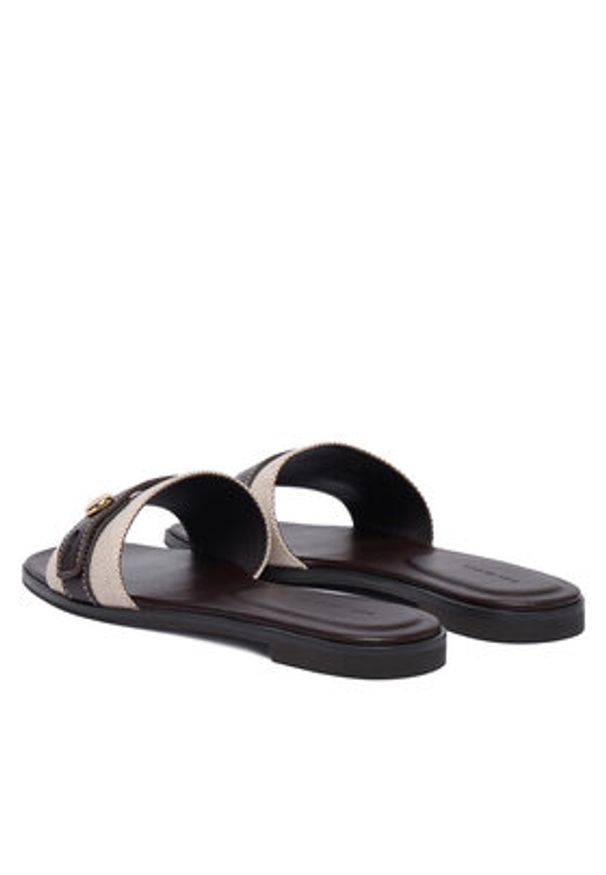 Tory Burch Klapki Romy Slide 183307 Brązowy. Kolor: brązowy. Materiał: skóra
