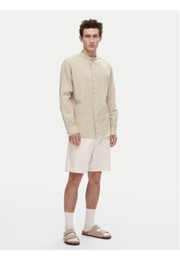 Selected Homme Koszula New Linen 16079054 Beżowy Regular Fit. Kolor: beżowy. Materiał: bawełna