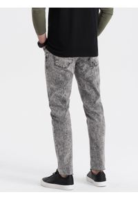 Ombre Clothing - Spodnie męskie jeansowe marmurkowe z surowo wykończoną nogawką SLIM FIT - szare V1 OM-PADP-0146 - XXL. Kolor: szary. Materiał: jeans #5