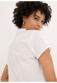 bonprix - Bluzka z krótkim rękawem, z popeliny. Kolor: biały. Długość rękawa: krótki rękaw. Długość: krótkie. Styl: klasyczny #3
