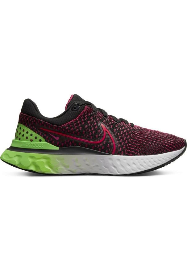 Buty do biegania Nike React Infinity Run Flyknit 3 M DH5392-003 czarne różowe zielone. Kolor: zielony, różowy, wielokolorowy, czarny. Materiał: materiał, tkanina, syntetyk. Szerokość cholewki: normalna. Sport: bieganie