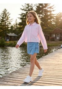 Sinsay - Bawełniana koszula w paski z ozdobną kieszonką - różowy. Kolor: różowy. Materiał: bawełna. Wzór: paski #1