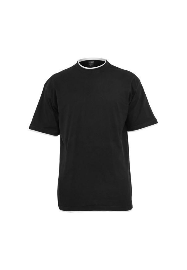 Urban Classics - Męska Koszulka Tall Z Kontrastowymi Detalami. Kolor: czarny, wielokolorowy, biały. Sport: turystyka piesza