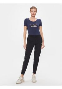 EA7 Emporio Armani T-Shirt 8NTT67 TJDQZ 1554 Granatowy Skinny Fit. Kolor: niebieski. Materiał: bawełna