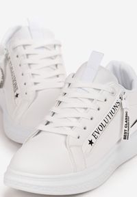 Renee - Białe Płaskie Sneakersy z Metaliczną Wstawką i Ozdobnym Suwakiem Enlista. Kolor: biały. Szerokość cholewki: normalna #4