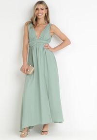 Born2be - Miętowa Rozkloszowana Sukienka na Ramiączkach Seraphineme. Kolor: miętowy. Długość rękawa: na ramiączkach. Styl: elegancki #5