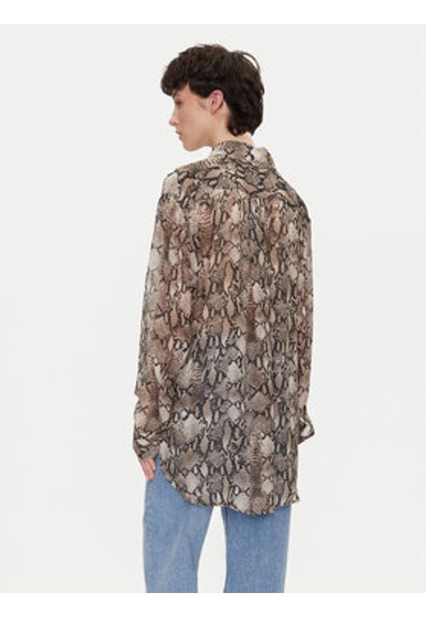 Hugo - HUGO Koszula The Boyfriend 50539779 Brązowy Oversize. Kolor: brązowy. Materiał: wiskoza