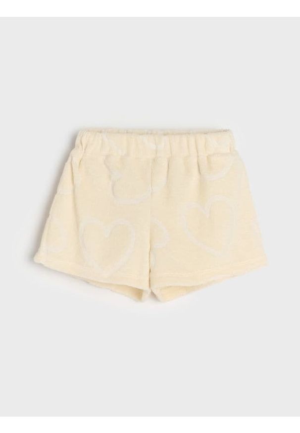 Sinsay - Szorty wykonane z wytłaczanej dzianiny - kremowy. Kolor: kremowy. Materiał: dzianina