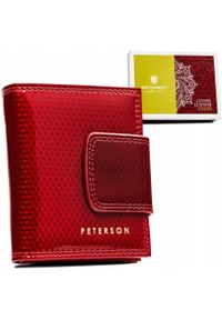 Portfel skórzany Peterson PTN 42329-SBR czerwony. Kolor: czerwony. Materiał: skóra. Wzór: geometria #1
