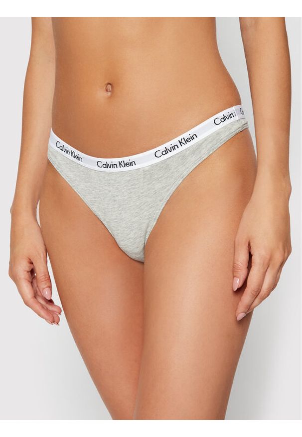 Calvin Klein Underwear Stringi 0000D1617E Szary. Kolor: szary. Materiał: bawełna