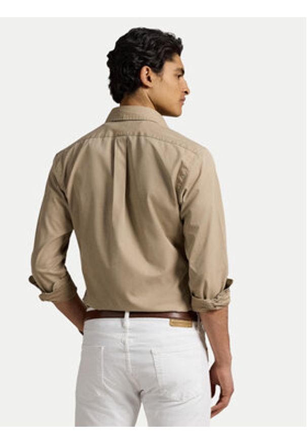 Polo Ralph Lauren Koszula 710937993011 Beżowy Custom Fit. Typ kołnierza: polo. Kolor: beżowy. Materiał: bawełna