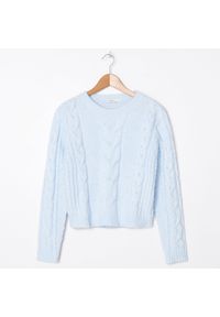 House - Sweter z warkoczowym splotem - Niebieski. Kolor: niebieski. Materiał: ze splotem #1
