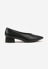 Renee - Czarne Czółenka na Słupku Vices ze Skórzaną Wkładką Alinire. Kolor: czarny. Materiał: skóra. Obcas: na słupku. Styl: elegancki