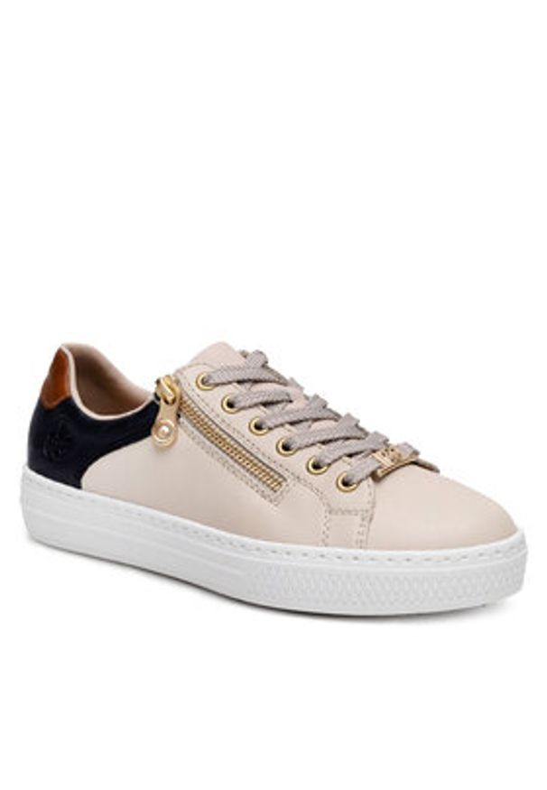 Rieker Sneakersy L59A1-60 Beżowy. Kolor: beżowy. Materiał: skóra