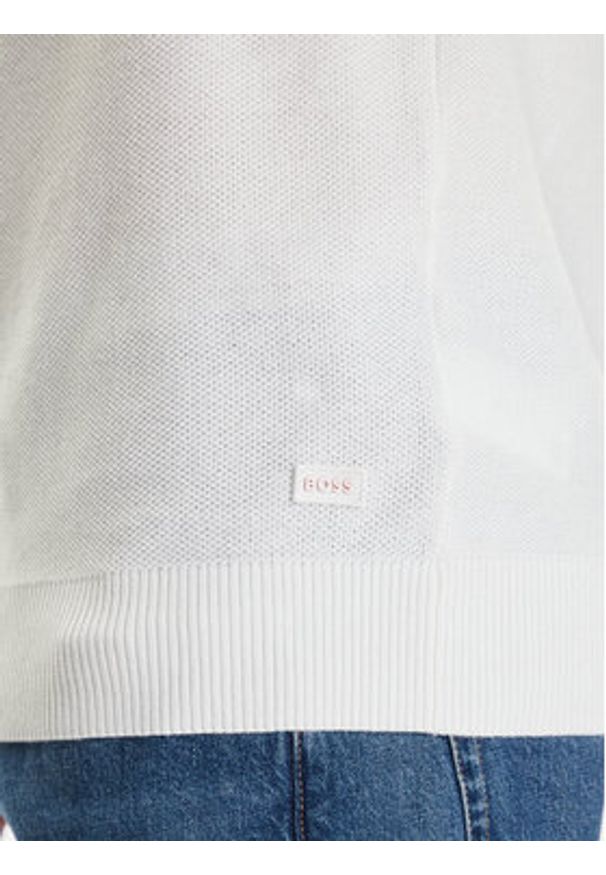 BOSS Sweter Kencel 50545678 Biały Regular Fit. Kolor: biały. Materiał: syntetyk, bawełna
