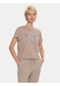 DKNY Sport T-Shirt DP4T9991 Beżowy Relaxed Fit. Kolor: beżowy. Materiał: bawełna. Styl: sportowy