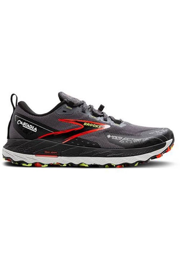Buty do biegania męskie Brooks Cascadia 18 Gtx. Zapięcie: sznurówki. Kolor: czarny. Materiał: materiał, syntetyk, tkanina. Szerokość cholewki: normalna