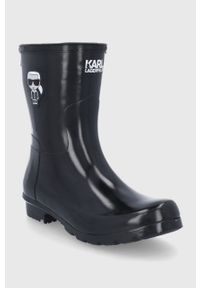 Karl Lagerfeld Kalosze damskie kolor czarny. Nosek buta: okrągły. Kolor: czarny. Materiał: materiał, guma. Wzór: gładki