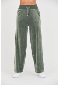Juicy Couture - JUICY COUTURE Zielone damskie spodnie Bexley Velour Track Pants, Rozmiar M. Kolor: zielony #1