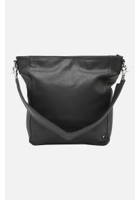 DEPECHE. - Skórzana torebka z dwoma paskami na ramię. Kolor: czarny. Wzór: paski. Materiał: skórzane. Styl: elegancki, klasyczny. Rodzaj torebki: na ramię #4