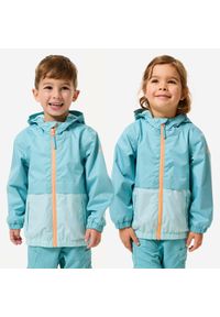 quechua - Kurtka turystyczna dla dzieci Quechua MH500 wodoodporna. Kolor: niebieski. Materiał: tkanina, materiał. Sezon: lato. Styl: sportowy. Sport: turystyka piesza #1