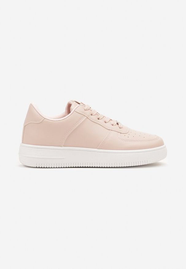 Born2be - Różowe Sneakersy z Perforacją na Nosku Elletia. Okazja: na co dzień, na spotkanie biznesowe. Zapięcie: sznurówki. Kolor: różowy. Materiał: jeans, materiał, bawełna