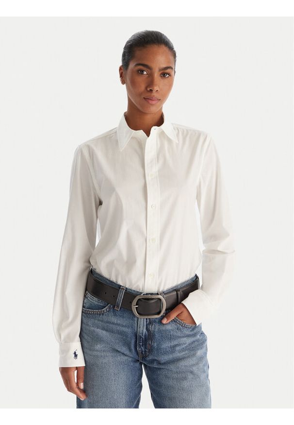 Polo Ralph Lauren Koszula 211941509002 Biały Slim Fit. Typ kołnierza: polo. Kolor: biały. Materiał: bawełna