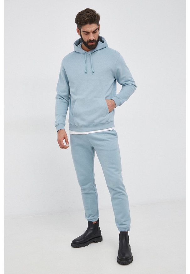 GAP Bluza męska z kapturem gładka. Okazja: na co dzień. Typ kołnierza: kaptur. Kolor: turkusowy. Materiał: dzianina. Wzór: gładki. Styl: casual
