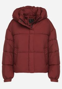 Born2be - Bordowa Pikowana Kurtka Puffer z Kapturem i Kieszonką przy Rękawie Galieana. Okazja: na spacer. Typ kołnierza: kaptur. Kolor: czerwony. Materiał: jeans, dzianina. Styl: sportowy, elegancki #7