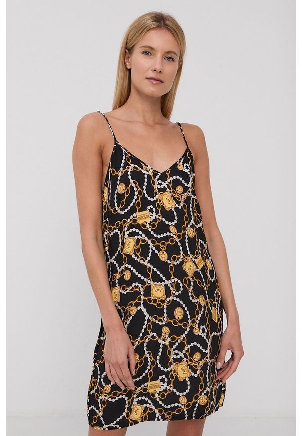 Moschino Underwear - Koszula nocna. Kolor: czarny. Materiał: materiał