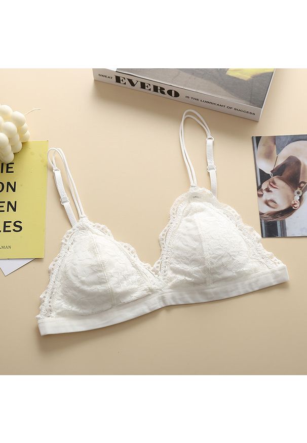 Intica - Koronkowa braletka bez fiszbin na co dzień Roelfine. Kolor: biały. Materiał: koronka. Wzór: koronka