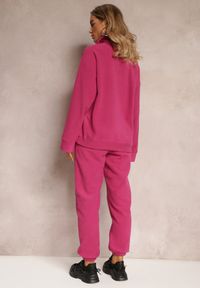 Renee - Fuksjowy Komplet Dresowy z Polaru Bluza z Krótkim Suwakiem i Spodnie Joggery Hypamena. Kolor: różowy. Materiał: polar, dresówka #3