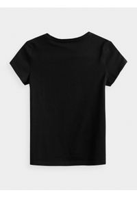 4f - T-shirt z nadrukiem dziewczęcy. Kolor: czarny. Materiał: bawełna. Wzór: nadruk #2