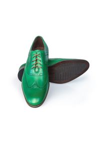 Faber - Zielone męskie buty wizytowe - brogsy T27. Kolor: zielony. Materiał: skóra. Wzór: aplikacja. Styl: wizytowy #2