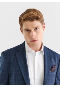 Pako Lorente - PAKO LORENTE – Granatowa marynarka garniturowa w delikatną niebieską kratkę. Okazja: na wesele, na ślub cywilny. Kolor: niebieski. Materiał: wełna. Wzór: kratka. Styl: elegancki #5