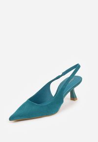 Renee - Zielone Czółenka Slingback VICES na Kaczuszce Anatera. Okazja: na co dzień. Zapięcie: bez zapięcia. Kolor: zielony. Materiał: zamsz, jeans. Obcas: na szpilce. Styl: casual, elegancki. Wysokość obcasa: średni #6