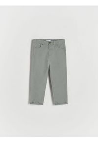 Reserved - Tkaninowe spodnie chino - ciemnozielony. Kolor: zielony. Materiał: tkanina #1